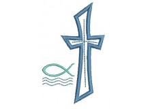 Stickdatei - Kreuz Wasser Fisch